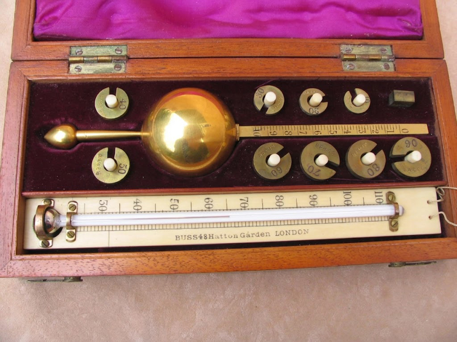 19th century Buss Sikes Hydrometer set